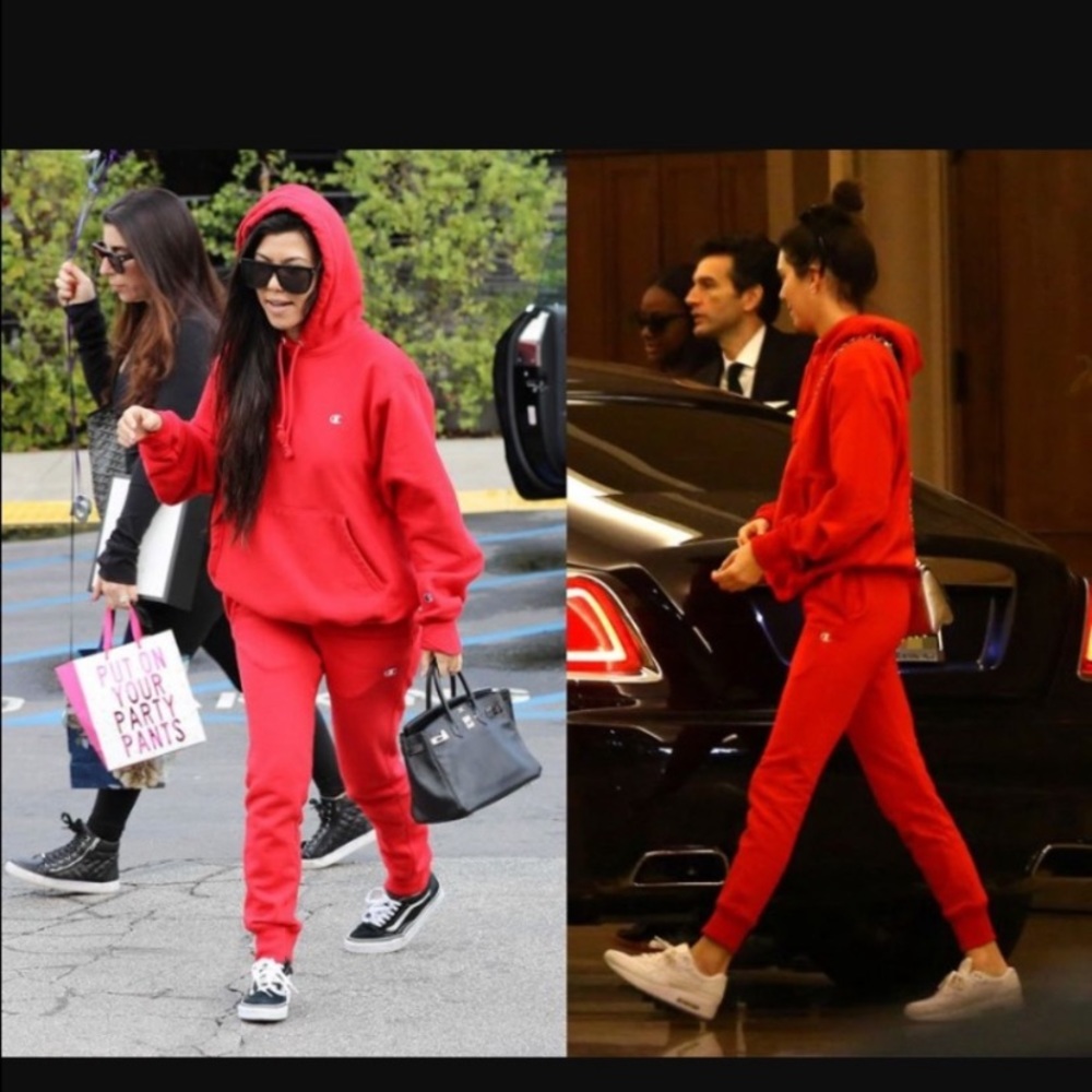Red Champion Hoodie and Sweatpants
